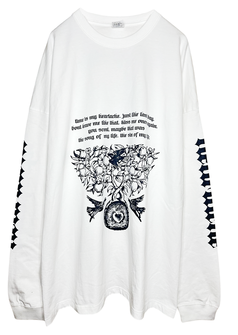 Big Long Sleeve Tshirts Headache <White>