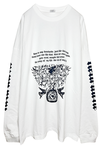 Big Long Sleeve Tshirts Headache ＜White＞